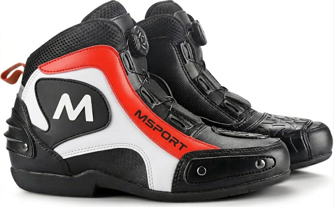 Msport Motorradstiefel für Motorradfahrer, rutschfest, atmungsaktiv 42 EU Rot, 42 EU Rot