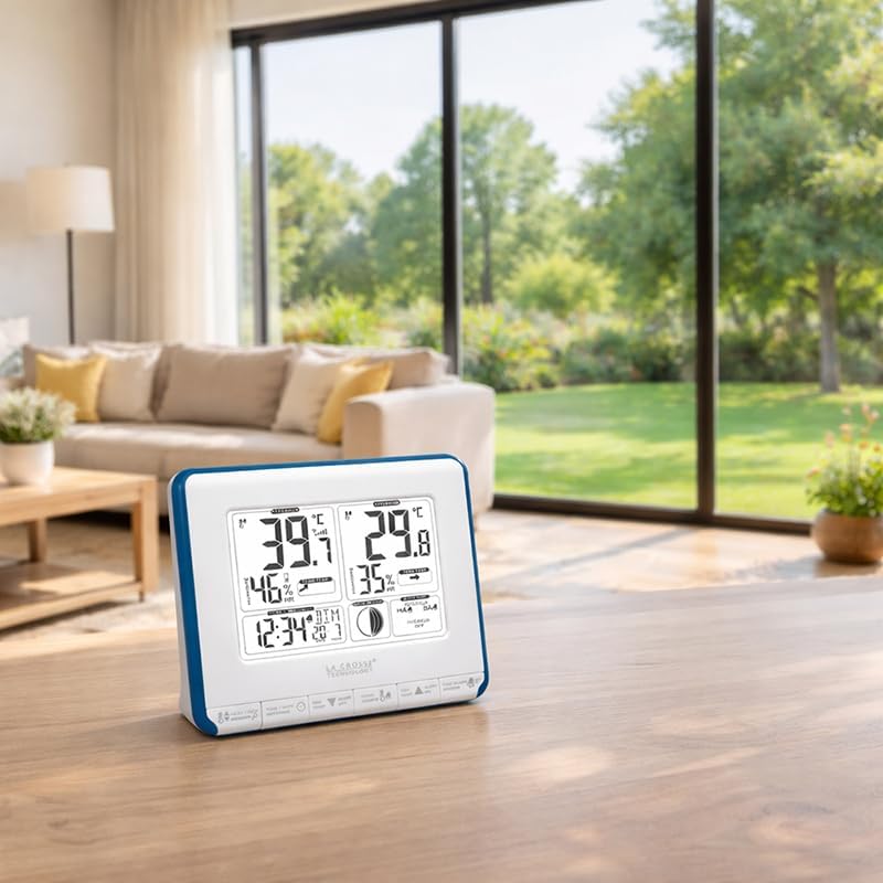 La Crosse Technology WS6812WHI-BLU Wetterstation für den Innen- und Aussenbereich, Weiss/Blau