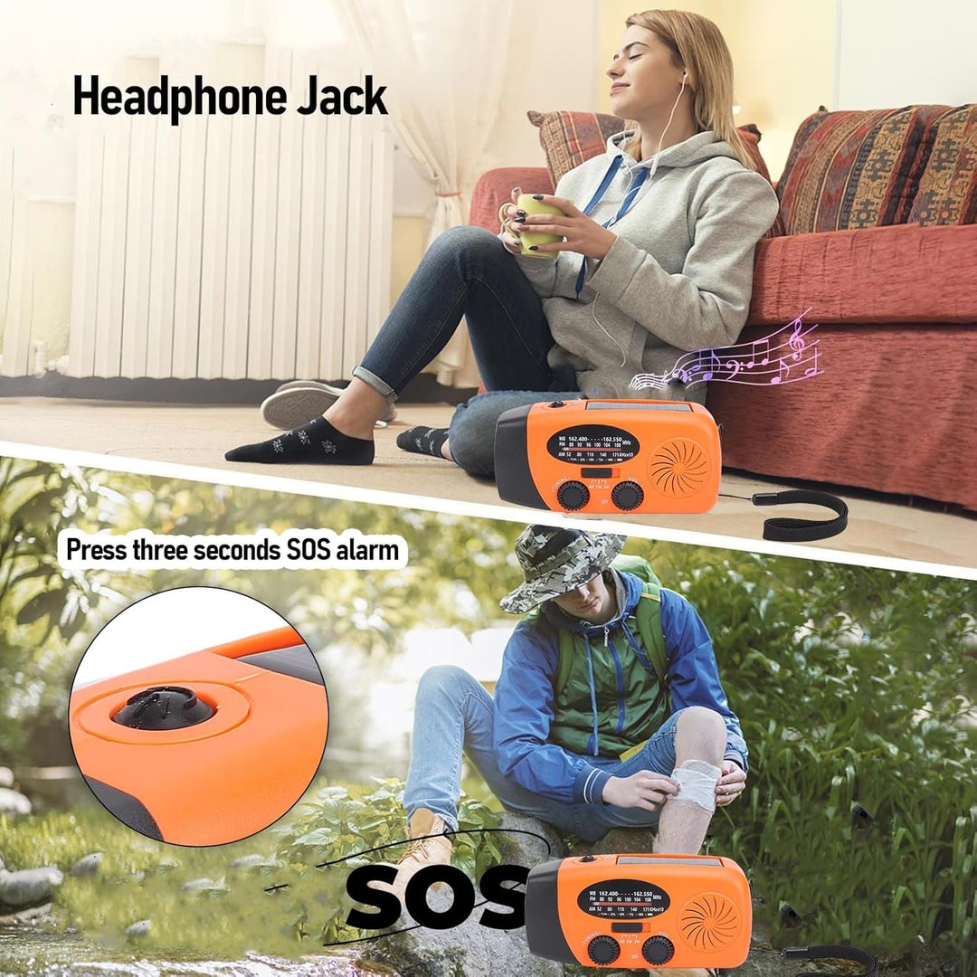 Notfallradio, Solarhand Crank Radio, NOAA AM FM Wetter, mit Mobiltelefonladegerät, LED Taschenlampe,