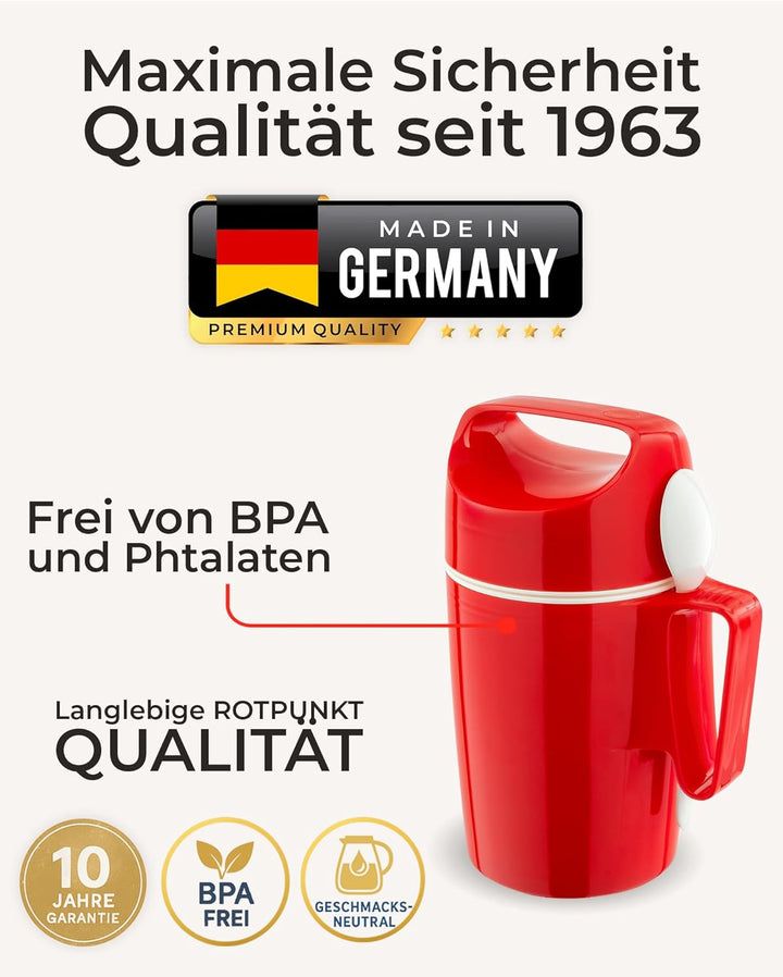 ROTPUNKT Speisegefäss 850 DIRK 0,85 l | BPA frei | Glaseinsatz | hochwertig | crazy red, Crazy Red