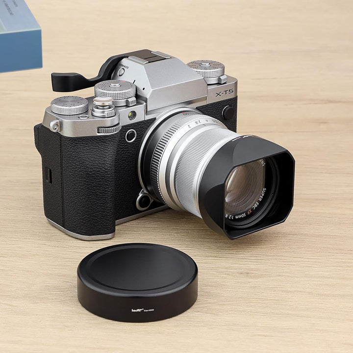 Haoge LH-X50N Bajonett-Gegenlichtblende aus Metall, quadratisch, für Fujifilm xf50 mm f2 Fuji Fujino