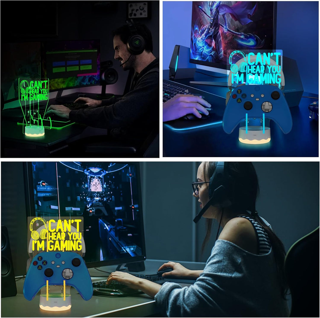 Light Up Headset und Controller Ständer, 16 Farben 3D LED Lichter Gamepad Kopfhörerhalter mit Fernbe