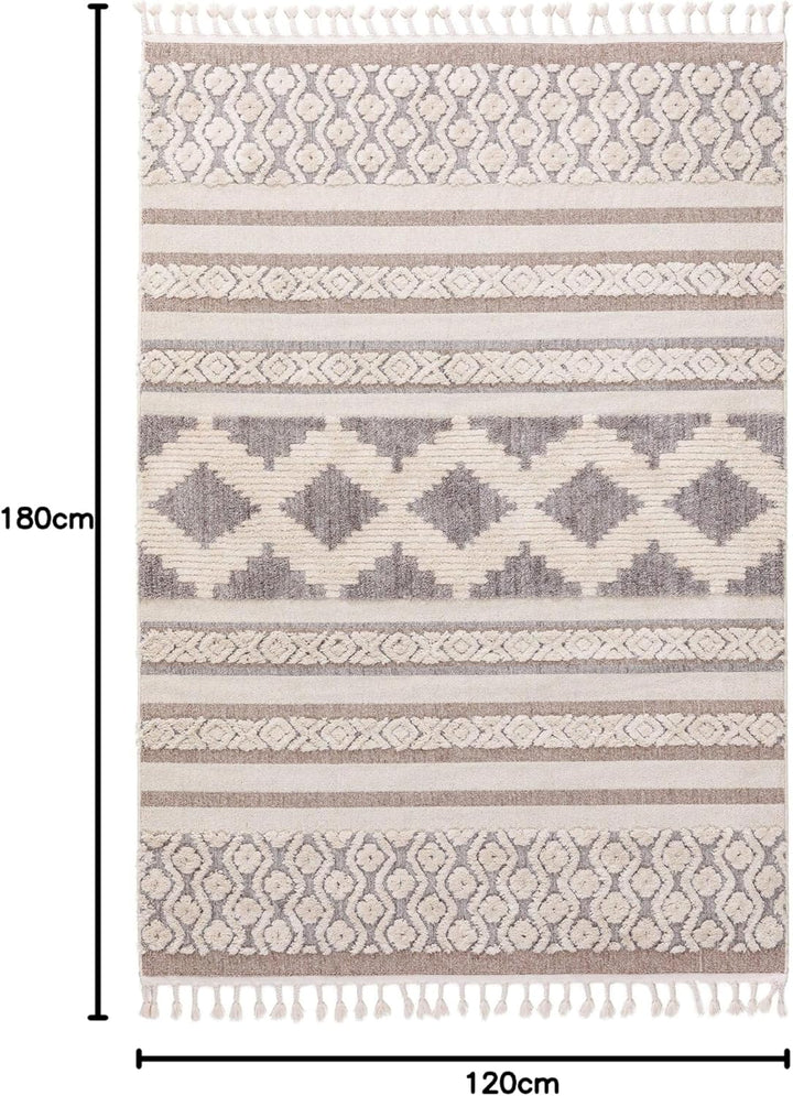 benuta TRENDS Kurzflor Teppich OYO Cream/Grau 120x180 cm - Moderner Teppich für Wohnzimmer, 40538948