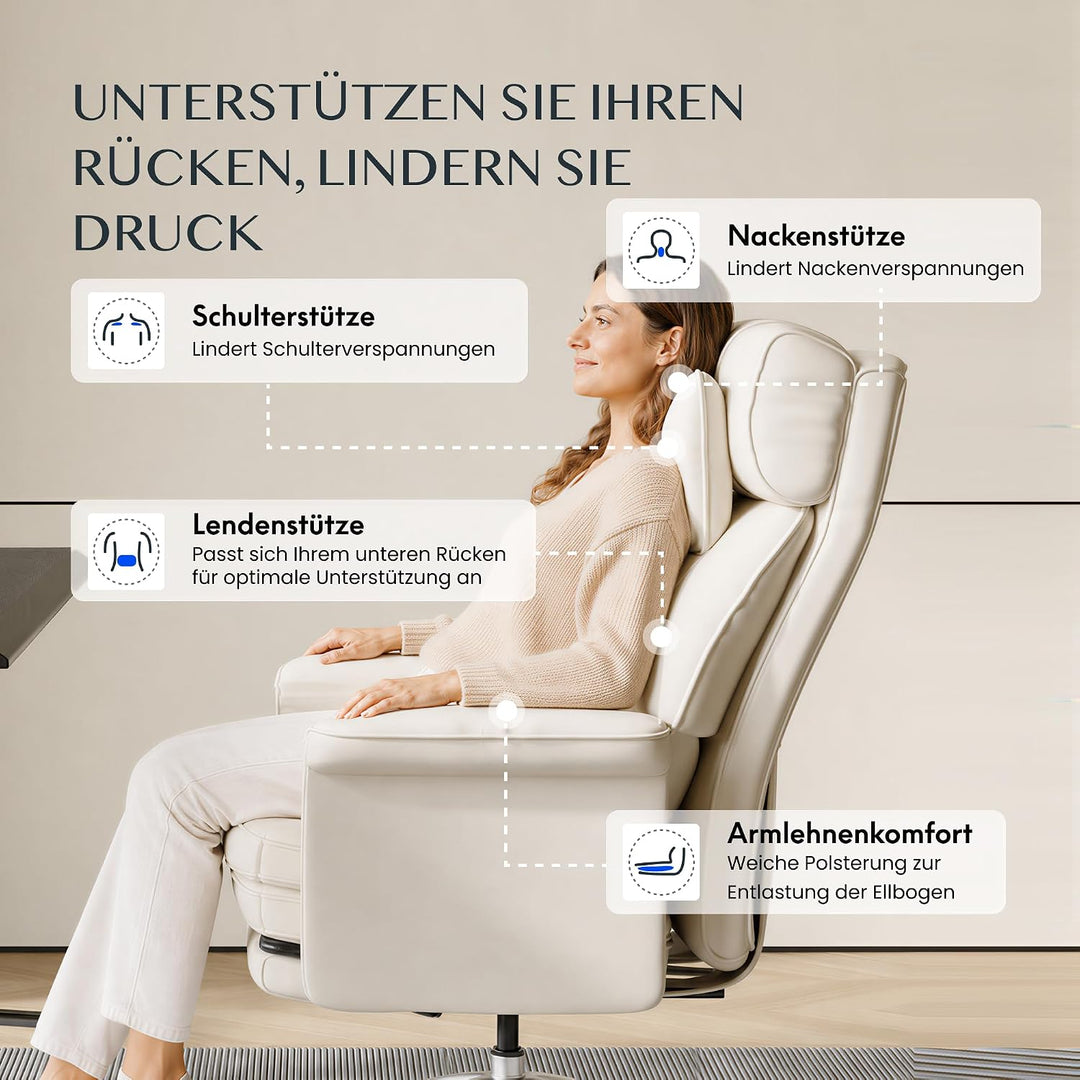 FLEXISPOT Luno Chefsessel Ergonomischer Bürostuhl mit Fussstütze | 180° Armlehnen-Klappfunktion, Kat