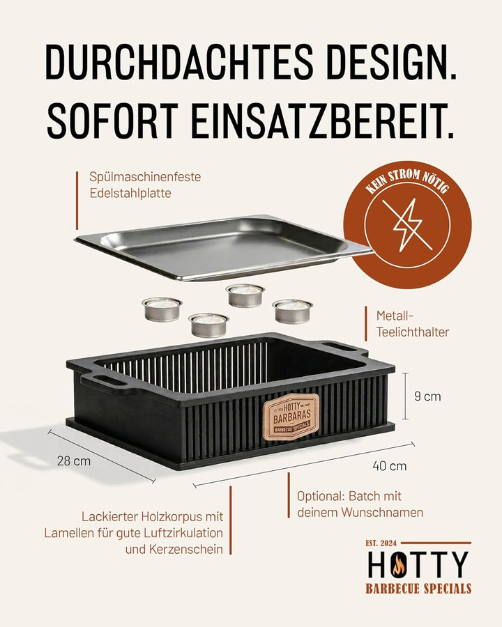 INEXTERIOR Hotty Legacy Warmhalteplatte fürs Grillen – BBQ-Design Speisenwärmer – Stövchen für Grill