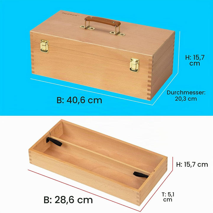 MEEDEN Grosse Aufbewahrungsbox für Kunstbedarf - Multifunktionale Kunstwerkzeugkasten aus massivem B