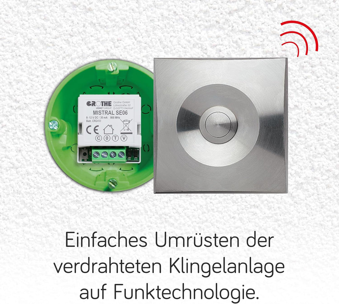 Grothe Funkklingel Weiterleitung Funk Erweiterung Funkkonverter Funkmodul MISTRAL SE06 150m Reichwei