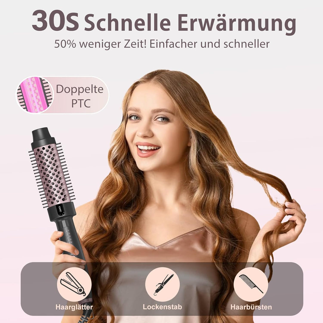 Thermal Brush, Thermobürste Negativ-Ionen, Elektrische Rundbürste mit 5 Temperaturstufen, Stylingbür