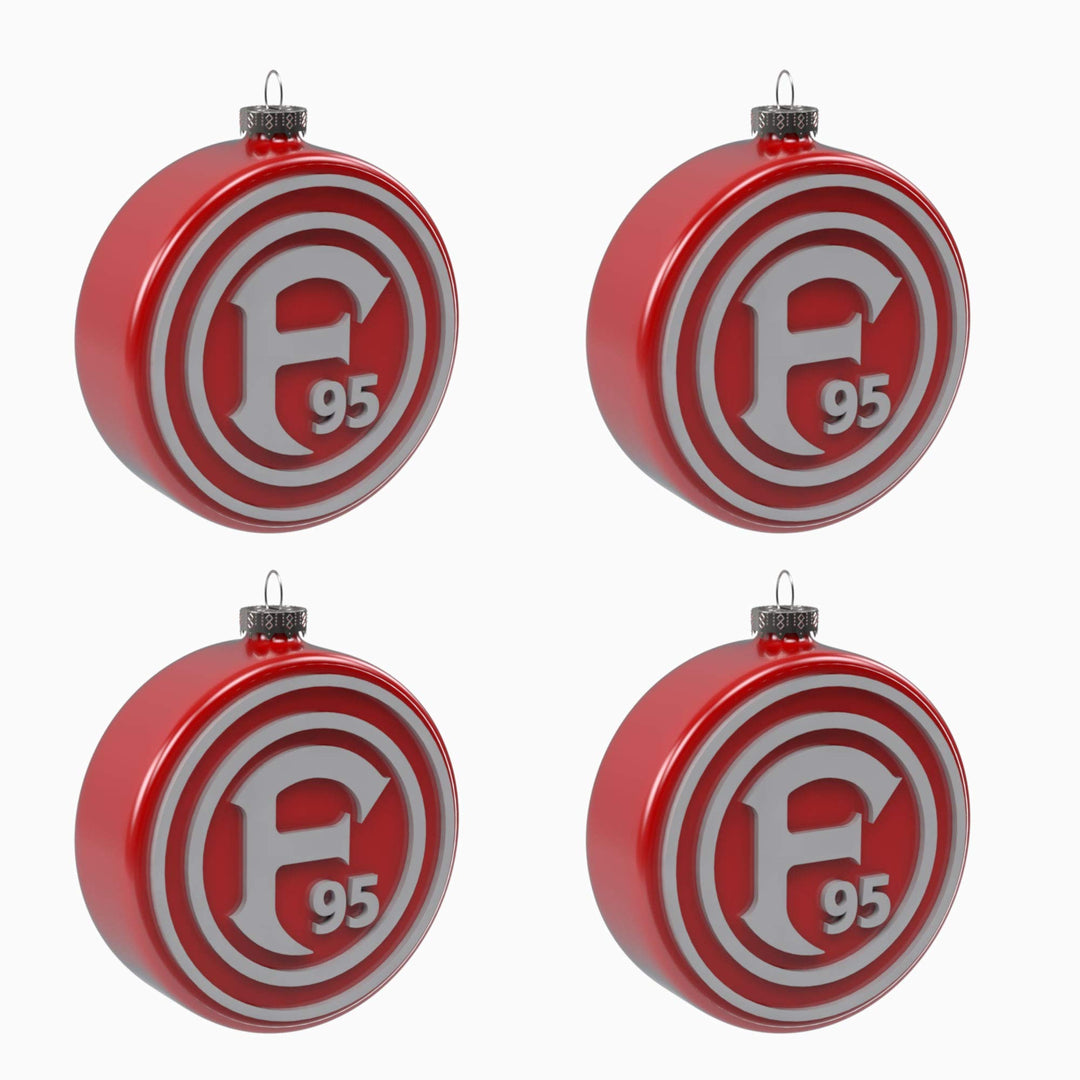 Fortuna Düsseldorf Weihnachtskugeln, Christbaumkugeln Logo 4er-Set