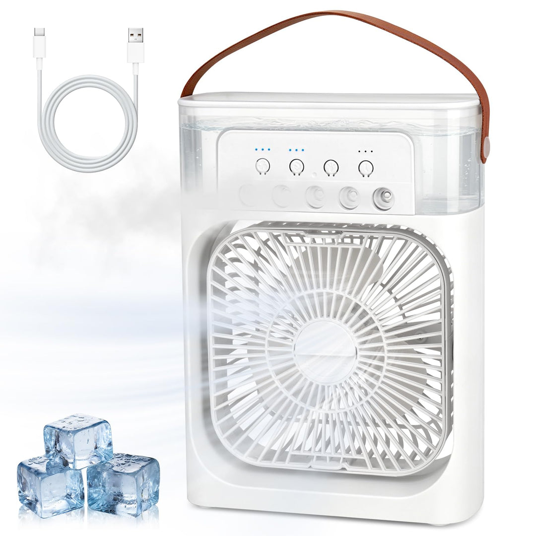 Mobile Klimageräte, 600ml Mini Klimaanlage Tragbar, 7 LED Luftkühler Klein 3 Geschwindigkeiten & 3 N