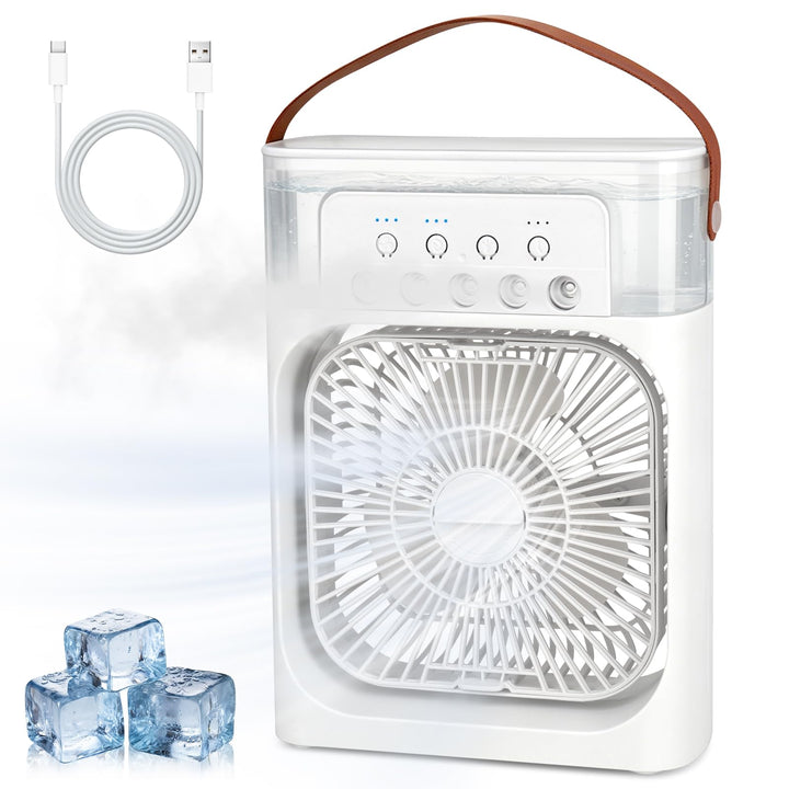 Mobile Klimageräte, 600ml Mini Klimaanlage Tragbar, 7 LED Luftkühler Klein 3 Geschwindigkeiten & 3 N