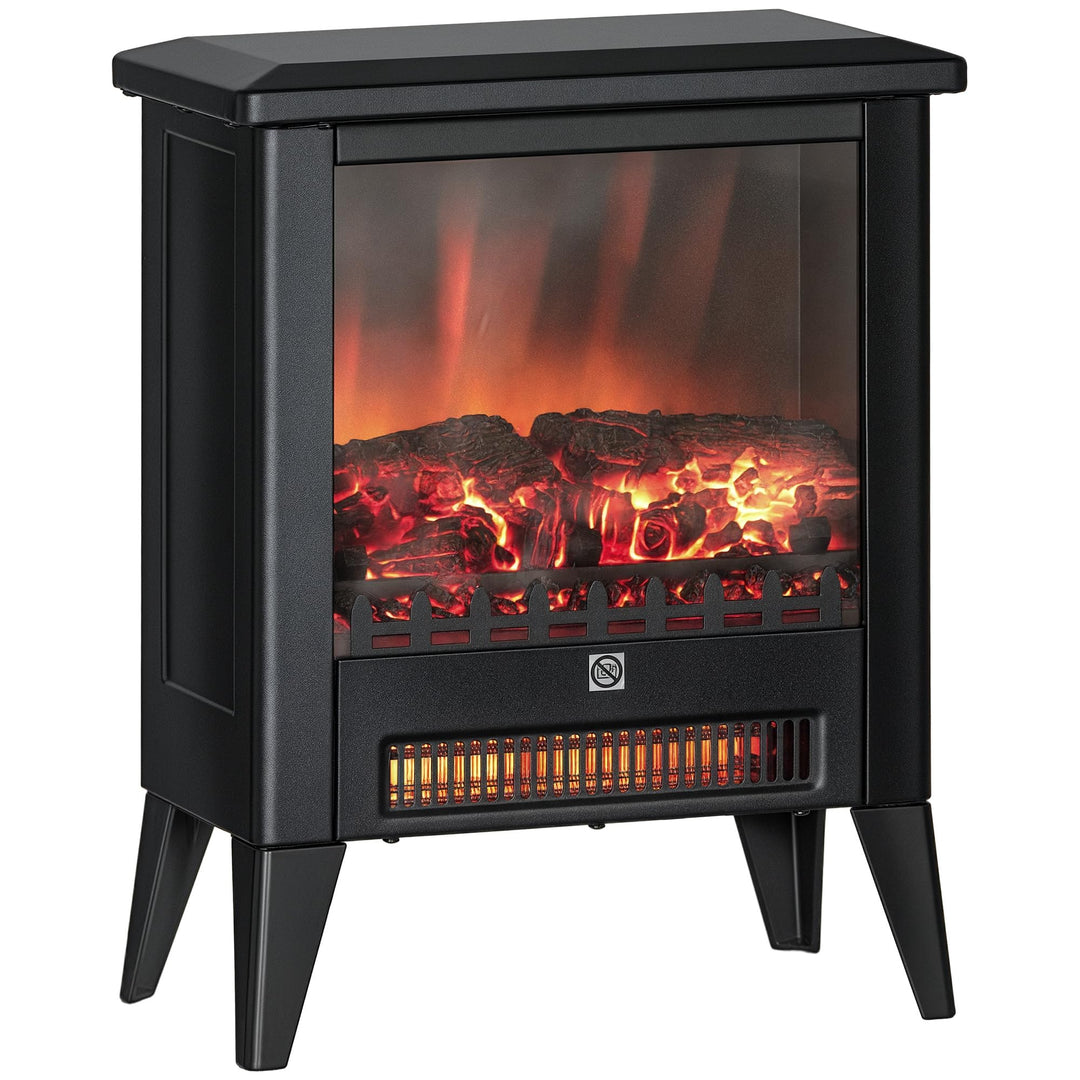 HOMCOM Elektrokamin Elektrischer Kamin mit Heizung, LED-Flammeneffekt, 1800 W Standkamin mit niedrig