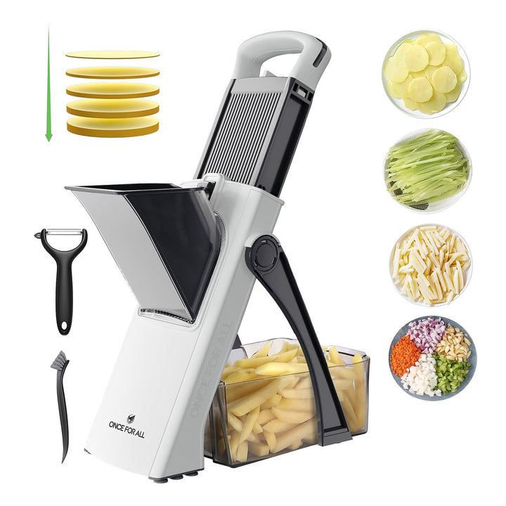 ONCE FOR ALL Upgrade Safe Mandoline Slicer Plus, grössere Grösse, verstellbarer Gemüse- und Lebensmi