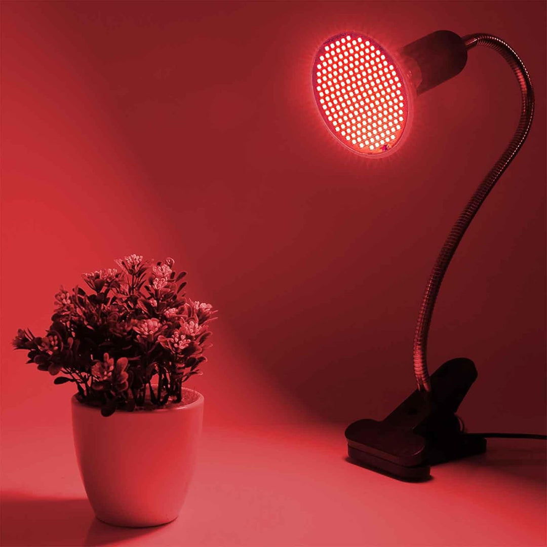 660nm Rotlichtlampe für Gesicht, Tiefrotelampe Wärmelampe Einstellbarer Winkel mit Klemme, 360° Schw