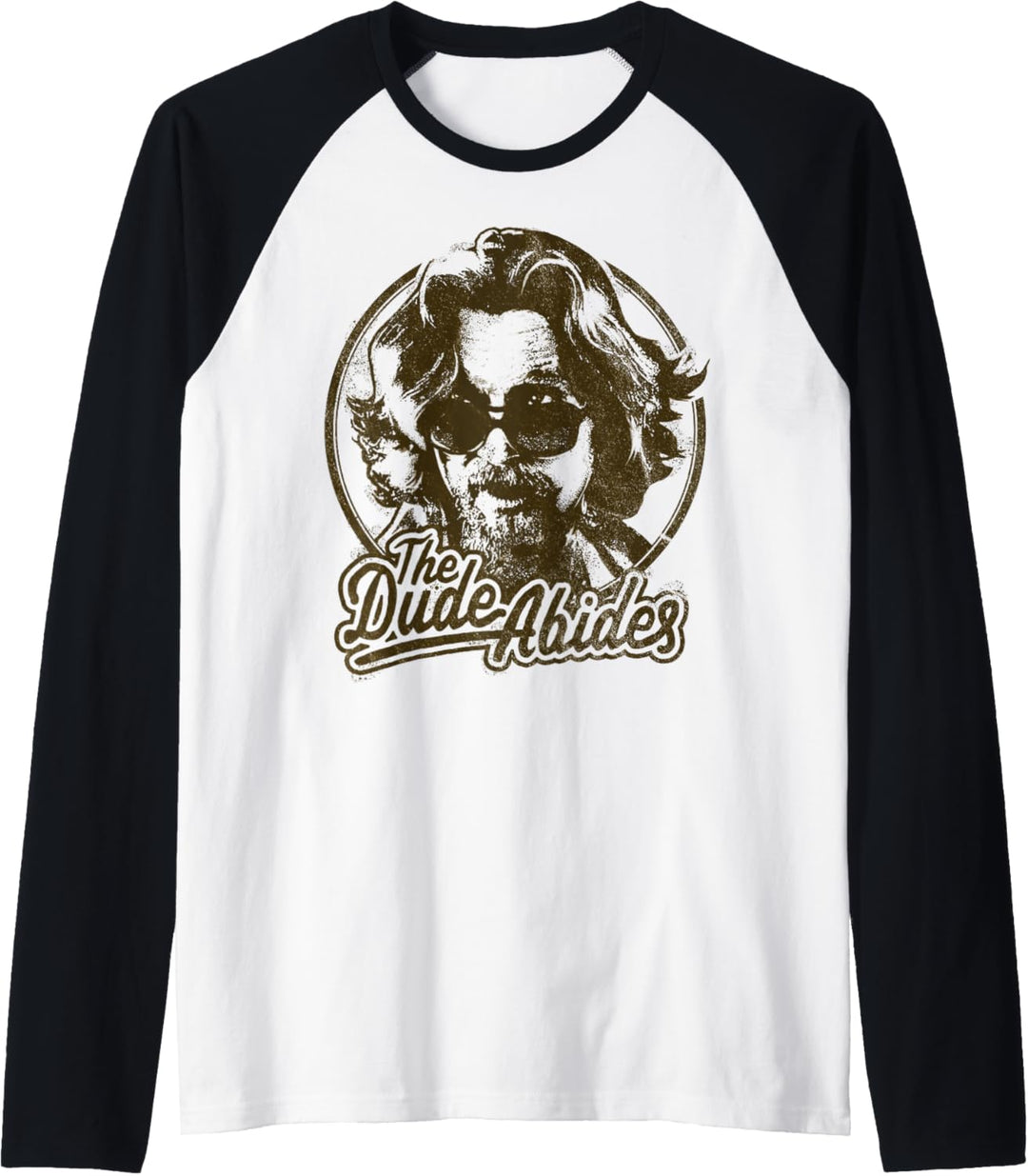 Big Lebowski The Dude Abides Negative Head Shot Portrait Raglan