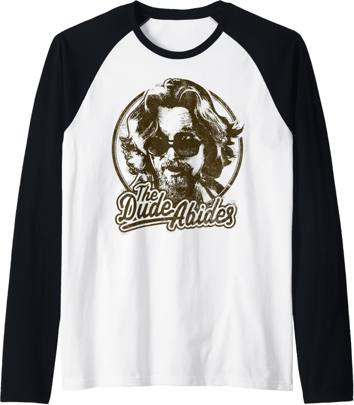 Big Lebowski The Dude Abides Negative Head Shot Portrait Raglan