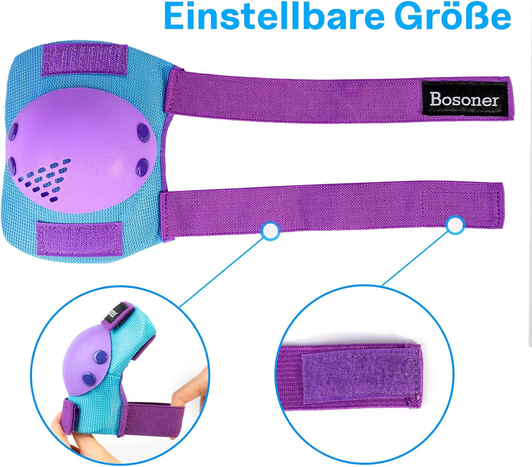 BOSONER Knieschoner Kinder Schoner Inliner Protektoren 6er Set Schützer Inliner Inline Skates Knie U