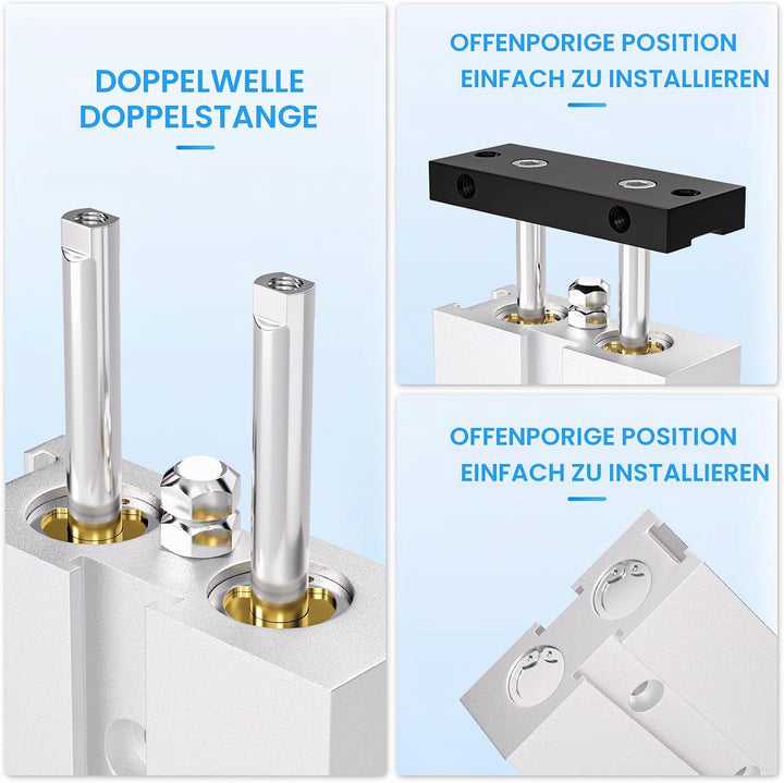 TAILONZ PNEUMATIC 10mm Bohrung 100mm Hub Doppelstange Doppeltwirkend Aluminium Druckluftzylinder TN1
