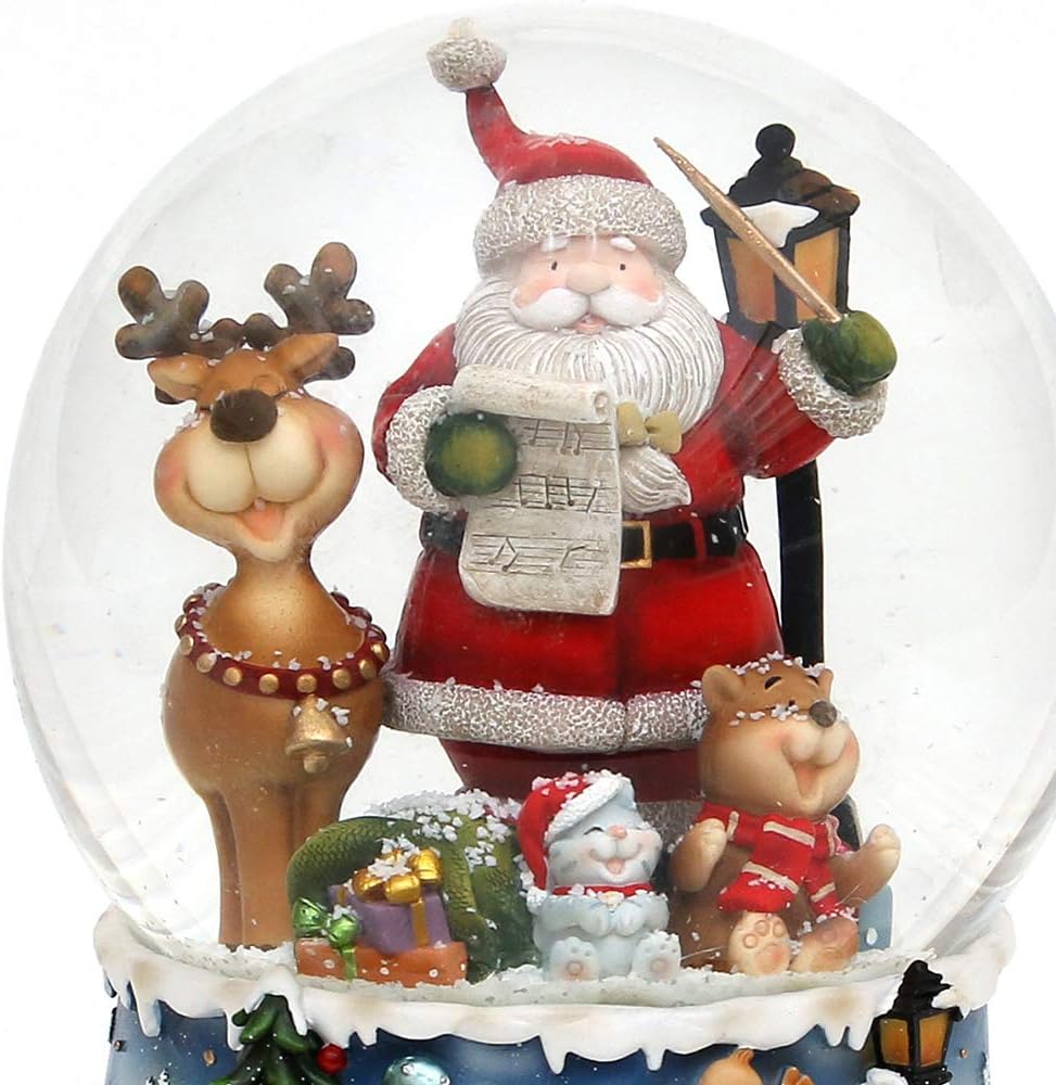 Dekohelden24 XXL Schneekugel, lustigem, Spielwerk, Melodie: Rudolph The red-Nosed Reindeer, Masse L/