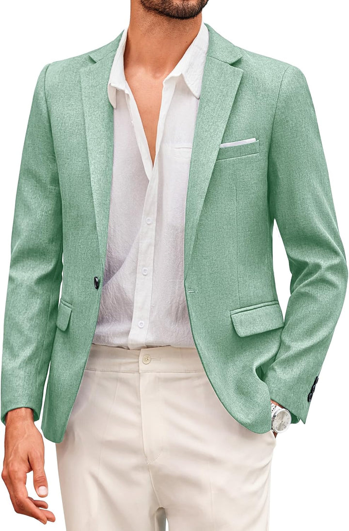 COOFANDY Herren Sakko Sportlich Freizeit Blazer Business Anzugjacke Regular Fit Jackett 1 Knopf Aqua
