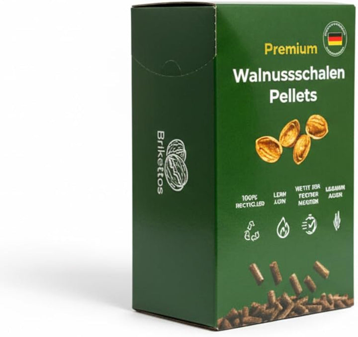 Grillpellets – 100% Wallnusschale ohne Zusatzstoffe – Räucherpellets für Smoker, Grill & Pizzaofen m