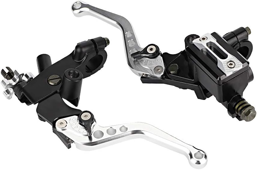 EVGATSAUTO Bremskupplungs-Master 1 Paar 22-mm-Universal-Motorradzylinder-Reservoirhebel(Silber), Sil