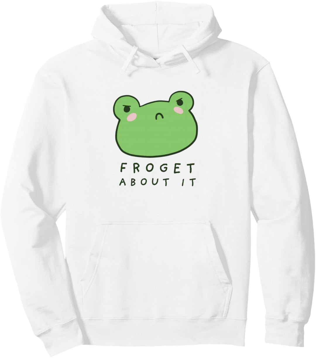 Froget About It, Cute Grumpy Aesthetic Frog Pullover Hoodie