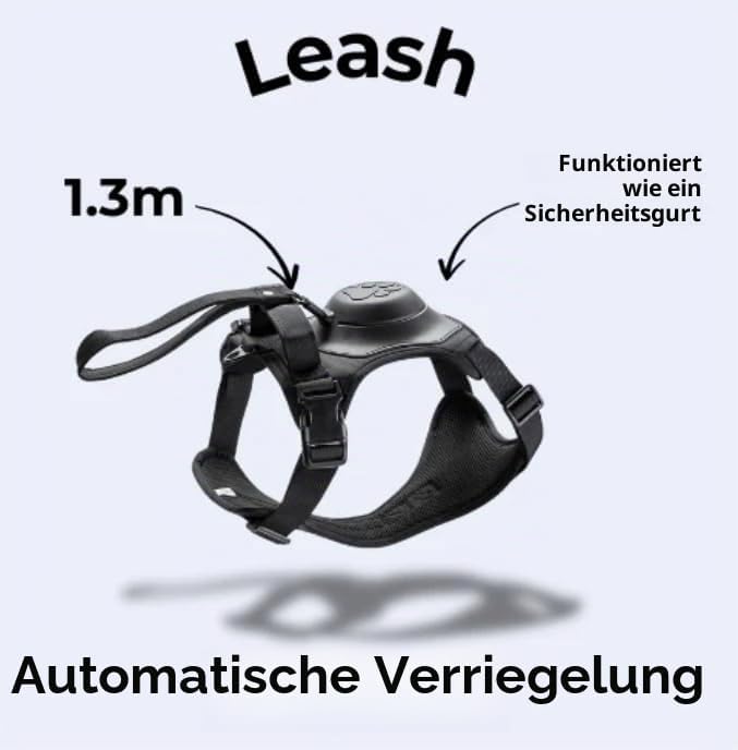 2-in-1 Hundegeschirr mit integrierter Leine – Innovatives Auto-Lock System für mehr Sicherheit &amp; Kom