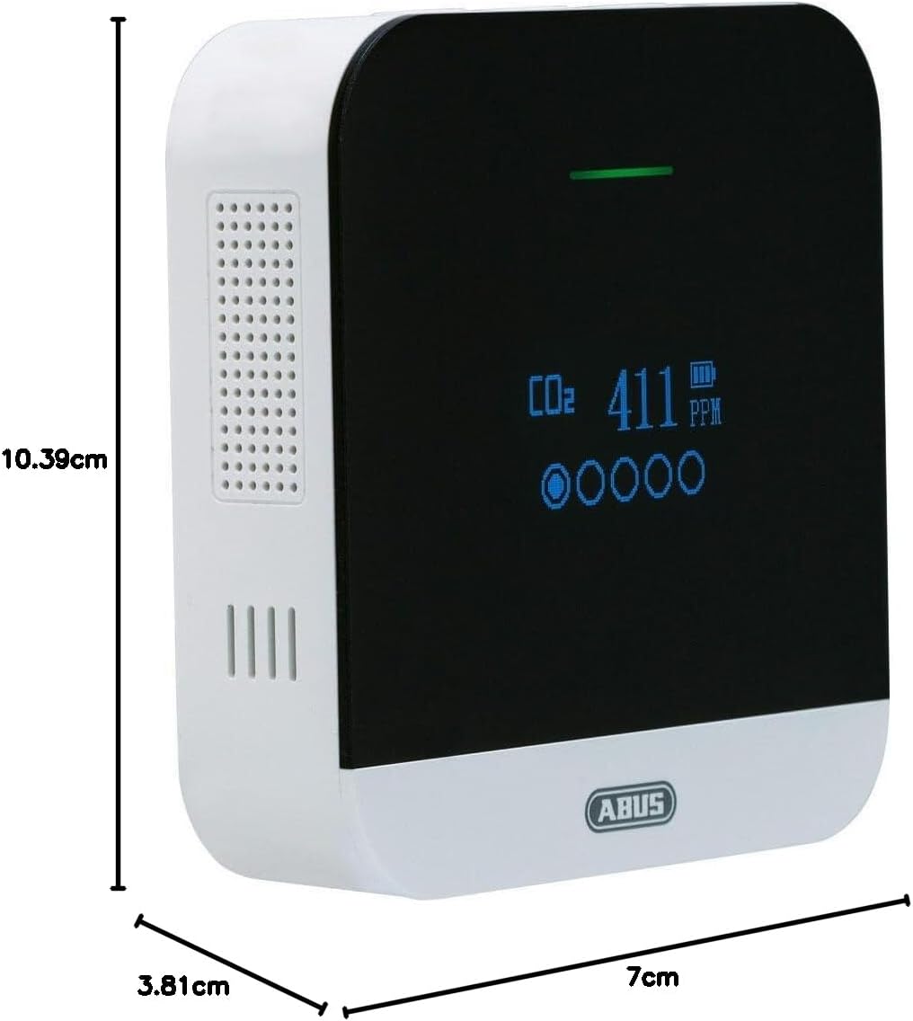 ABUS CO2-Melder - CO2WM110 AirSecure - Messgerät für Luftqualität, Luftfeuchtigkeit und Temperatur i