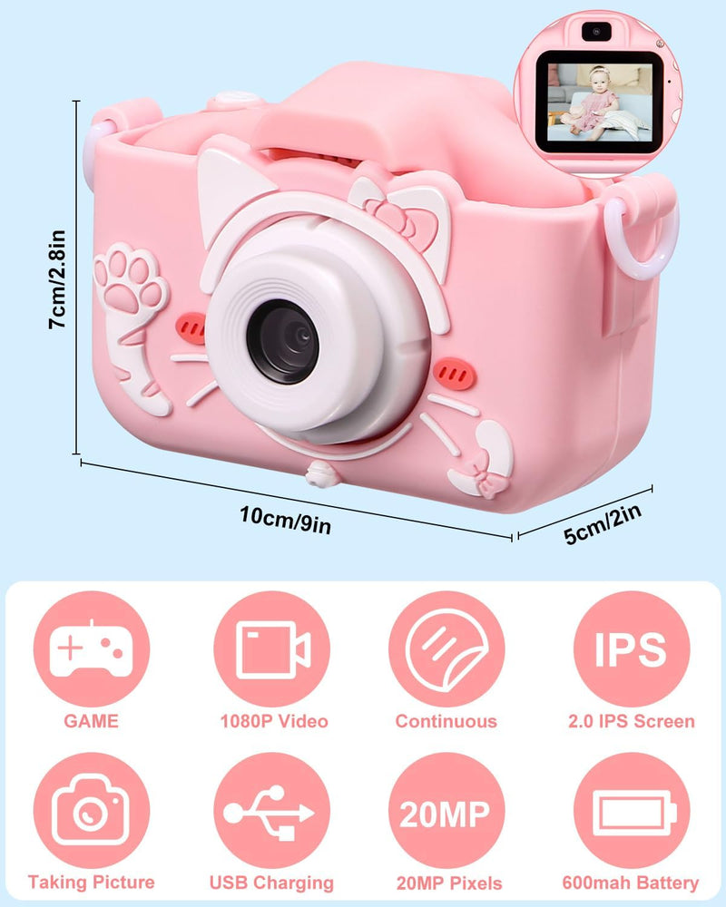 Kinderkamera, 2.0-Zoll-Bildschirm Digitalkamera Kinder,1080P HD Anti-Drop Fotoapparat Kinder,Selfie