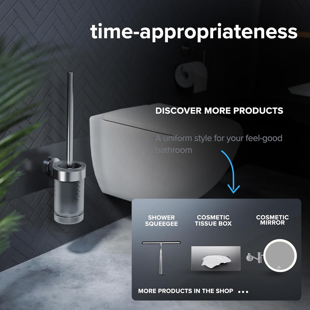 ovimar Toilettenbürste Tranerodde | Silber | Wandmontage mit Bohren | Silikon Klobürste | WC Bürste