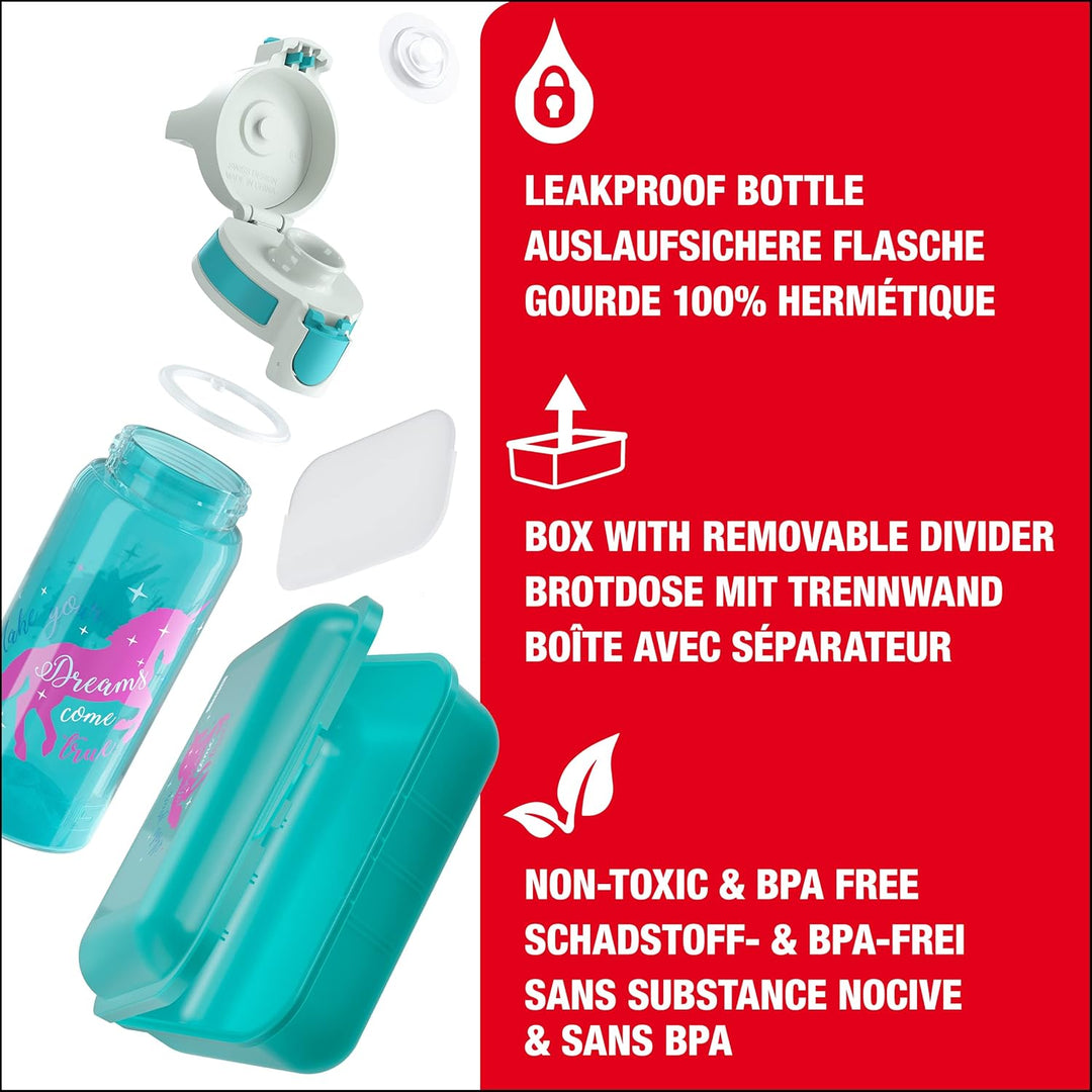 SIGG - Trinkflasche Kinder 0,5L & Brotdose 1L - Viva Lunchbox Set Football Tag - Federleicht - Spülm