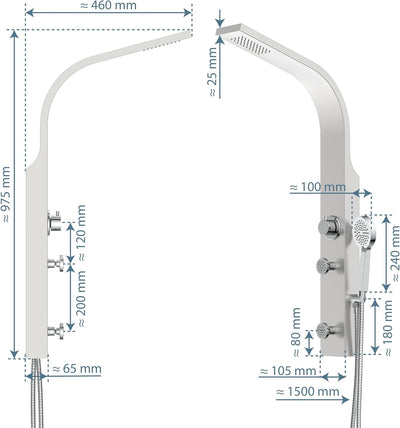 SCHÜTTE Sansibar 60085 Edelstahl Duschpaneel ohne Armatur, Duschsystem mit Regendusche, Wandhalterun