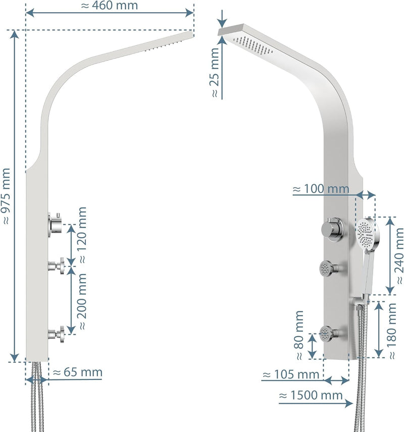 SCHÜTTE Sansibar 60085 Edelstahl Duschpaneel ohne Armatur, Duschsystem mit Regendusche, Wandhalterun