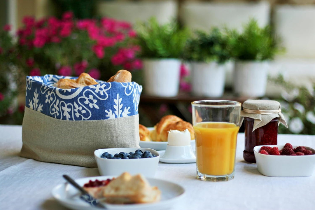 slowroom Brotbeutel 30 x 34 cm und Brotkorb 2 in 1 - Brotkorb Stoff - doppelte Leinenschicht - Brötc