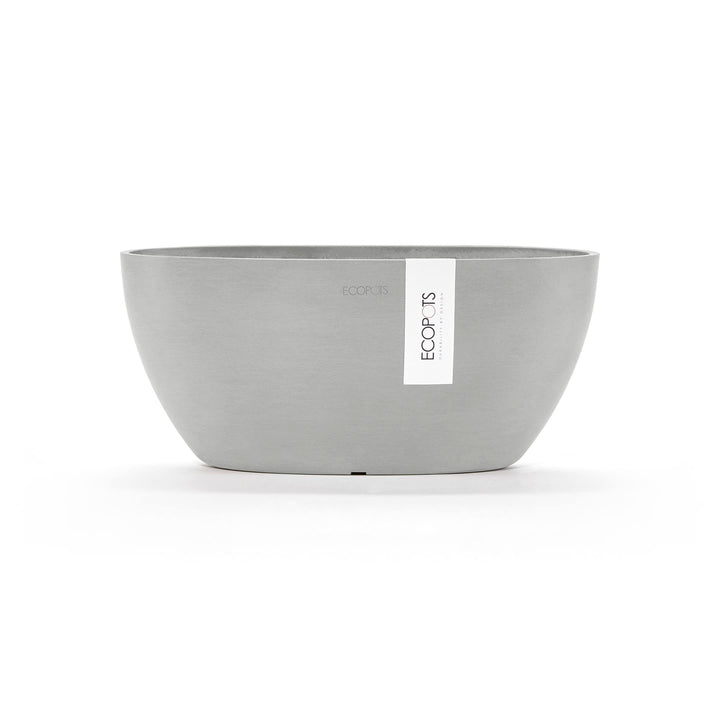 Ecopots Pflanzschale Sofia Dunkel Hell Grau - 30 x 13 cm oval gross - Pflanzentopf aus Recycling Kun