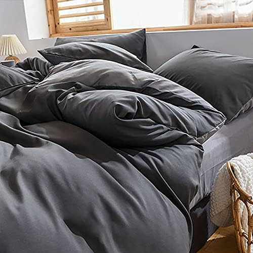 Omela Bettwäsche 140x200 Grau Anthrazit Kuschelig Weich Microfaser Unifarben Wende Bettwäsche Set Ös