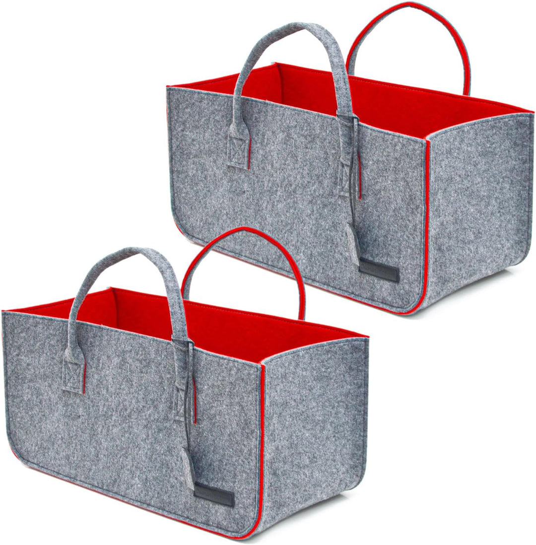 DuneDesign 2er Set: Schwerlast Shopping Bag Filz XXL - 50x25x25 Filztasche Gross - Kamintasche für H