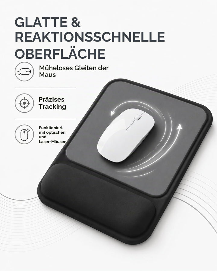 Mauspad mit gelkissen Handgelenkauflage,mousepad ergonomisch Vertieftes Anti-Druck Design, Rutschfes