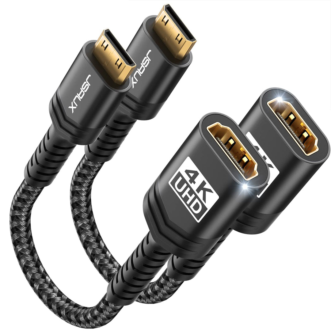 JSAUX Mini HDMI auf HDMI Adapter [2 Stück], Mini HDMI Stecker auf HDMI Buchse Adapter Kabel mit 4K 6