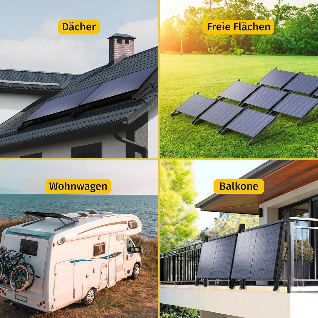 Avoltik Balkonkraftwerk Halterung 2er Set [0% MwSt.] - Solarpanel Halterung Flachdach [0-90° verstel
