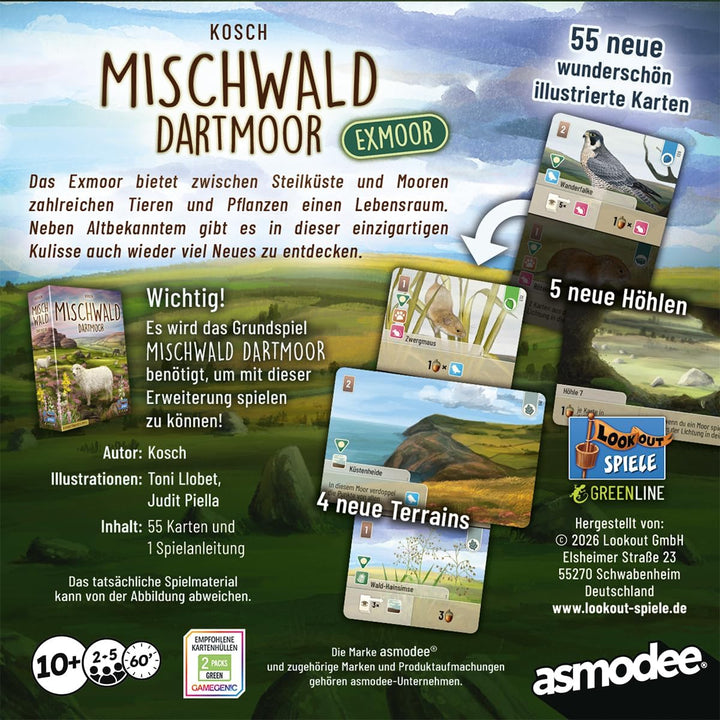 Asmodee, Mischwald: Dartmoor – Exmoor, DE-Version, Kennerspiel-Erweiterung für 2-5 Spieler ab 10 Jah