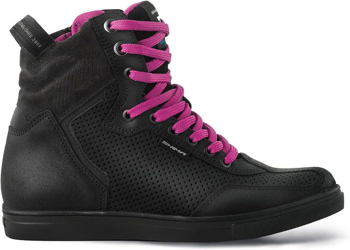 SHIMA Rebel Lady, Motorradschuhe Urban Damen Motorradstiefel Stadt Sneakers Fluo Schwarz Schwarz 36