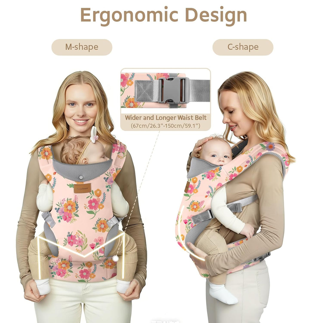 Babytrage Neugeborene ab Geburt,Ergonomische Gemütlich und Leichtgewichtig Baby Tragetuch mit Nacken
