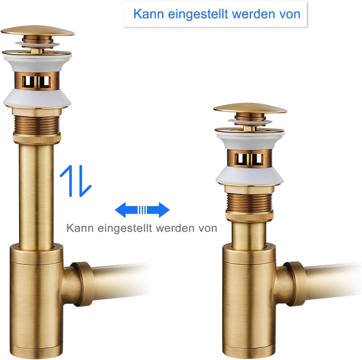 Siphon Universal für Waschbecken & Waschtisch, KEOKBON Syphon & Pop up Ventil Ablaufgarnitur mit Übe