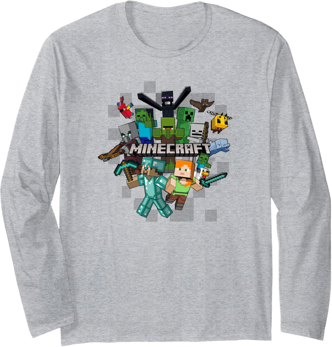 Minecraft Character Cluster Logo Langarmshirt