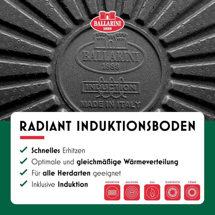 BALLARINI Bologna Bratpfanne 24 cm, Aluminium, Keramik-Antihaftbeschichtung, kratzfeste Keramikpfann