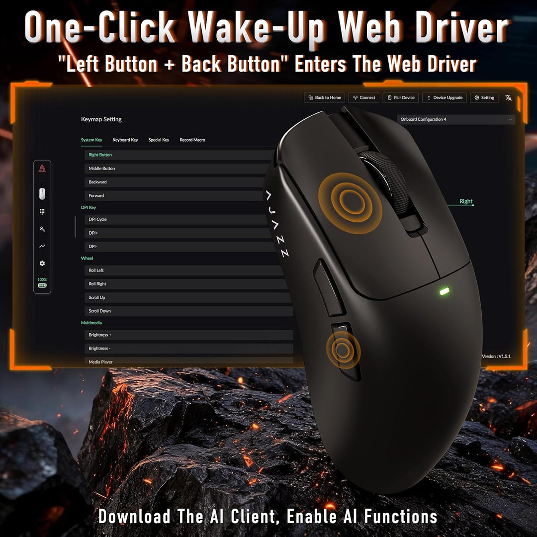 AJAZZ AJ200NLMC kabellose Gaming-Maus, Dreifachmodus (2,4GHz/Bluetooth/kabelgebunden), KI-Sprachsteu