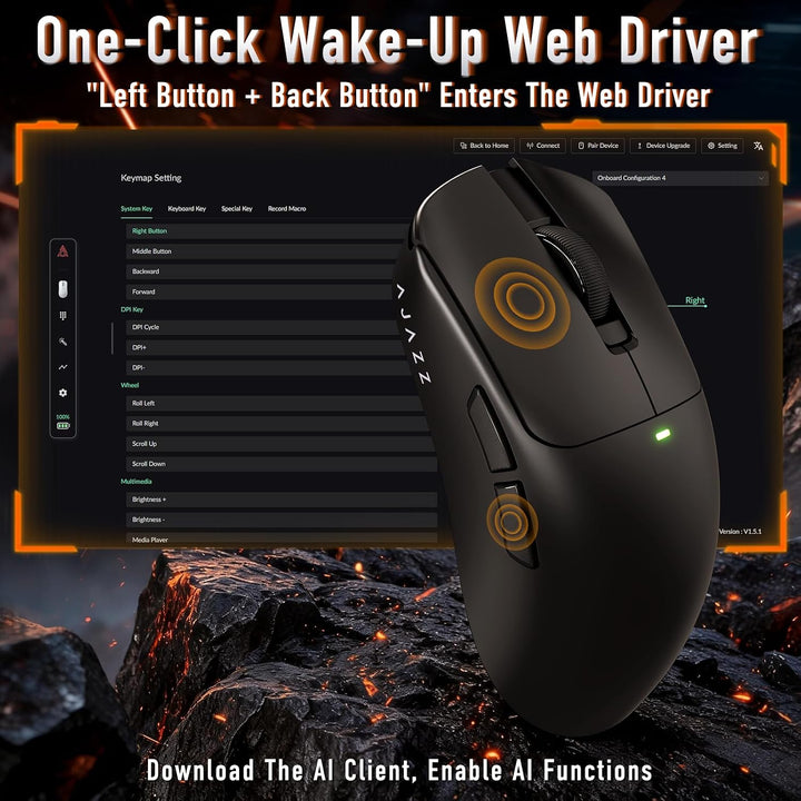 AJAZZ AJ200NLMC kabellose Gaming-Maus, Dreifachmodus (2,4GHz/Bluetooth/kabelgebunden), KI-Sprachsteu
