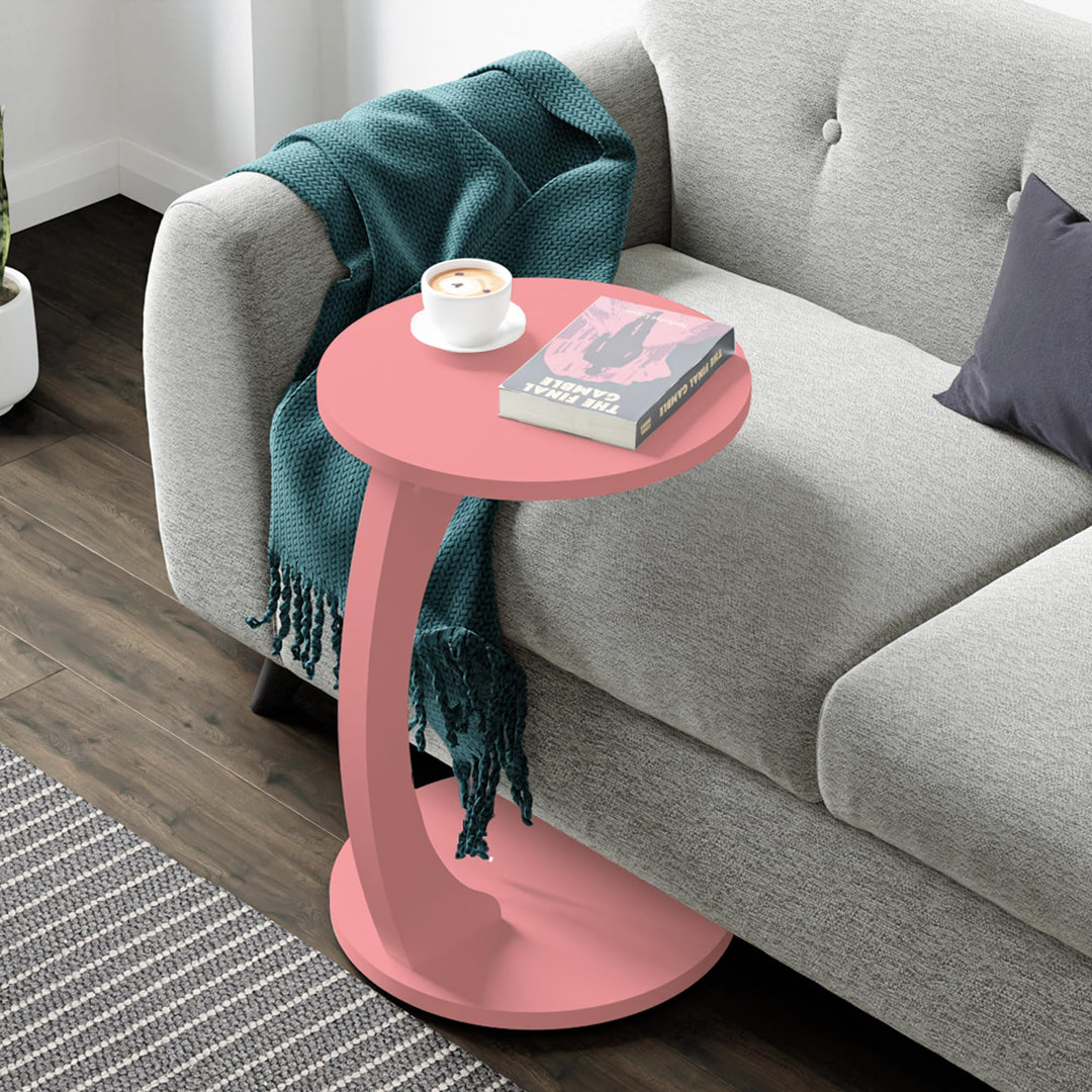 [en.casa] Beistelltisch Holeby Couchtisch Sofatisch auf Rollen Betttisch Laptoptisch C-Form Wohnzimm